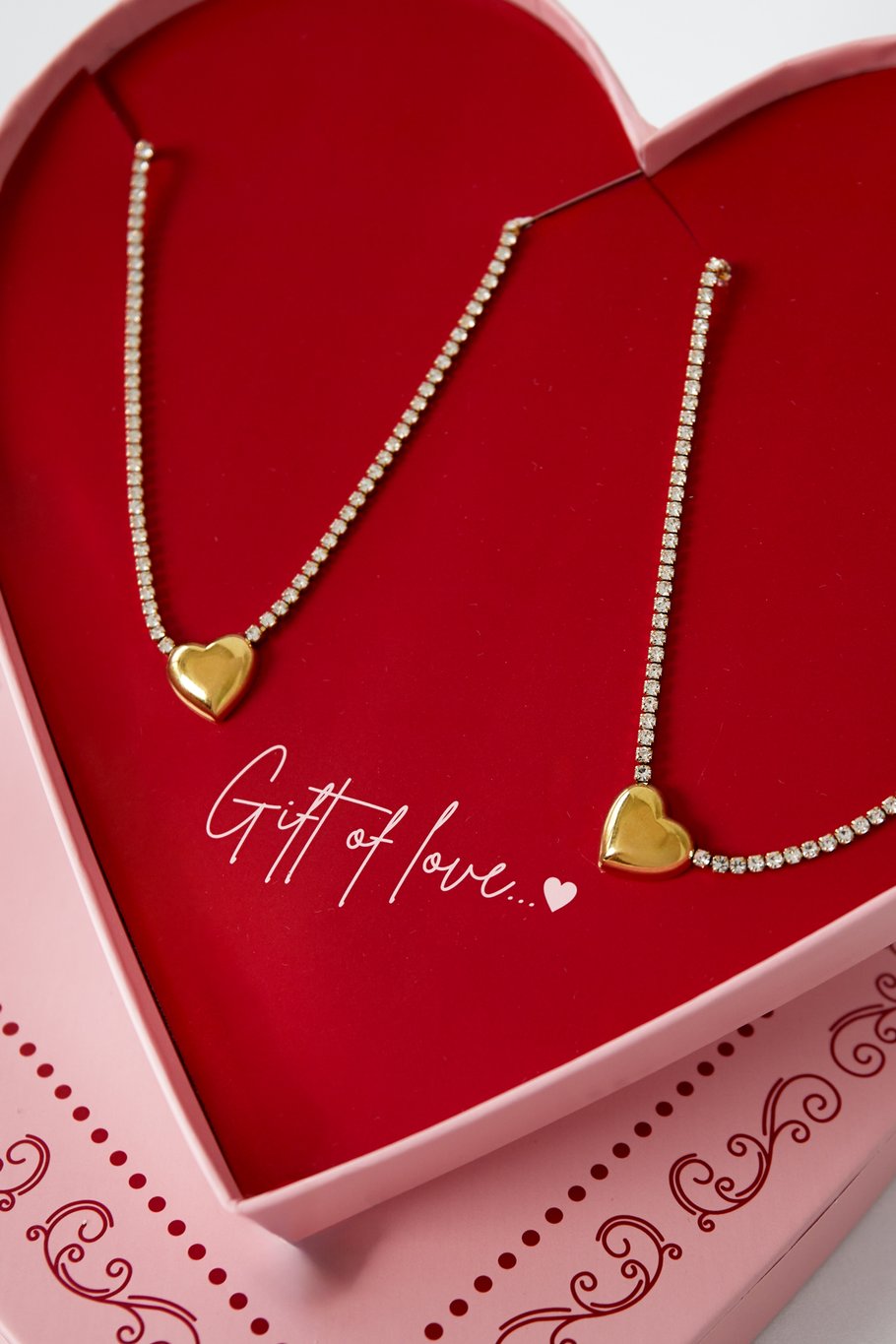 Geschenk der Liebe Edelstahl-Herzen-Halskette - Goldfarben Bild2